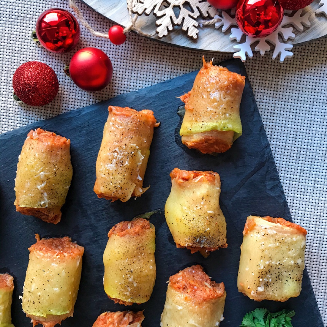 Bocaditos navideños de calabacín y atún 🎄 