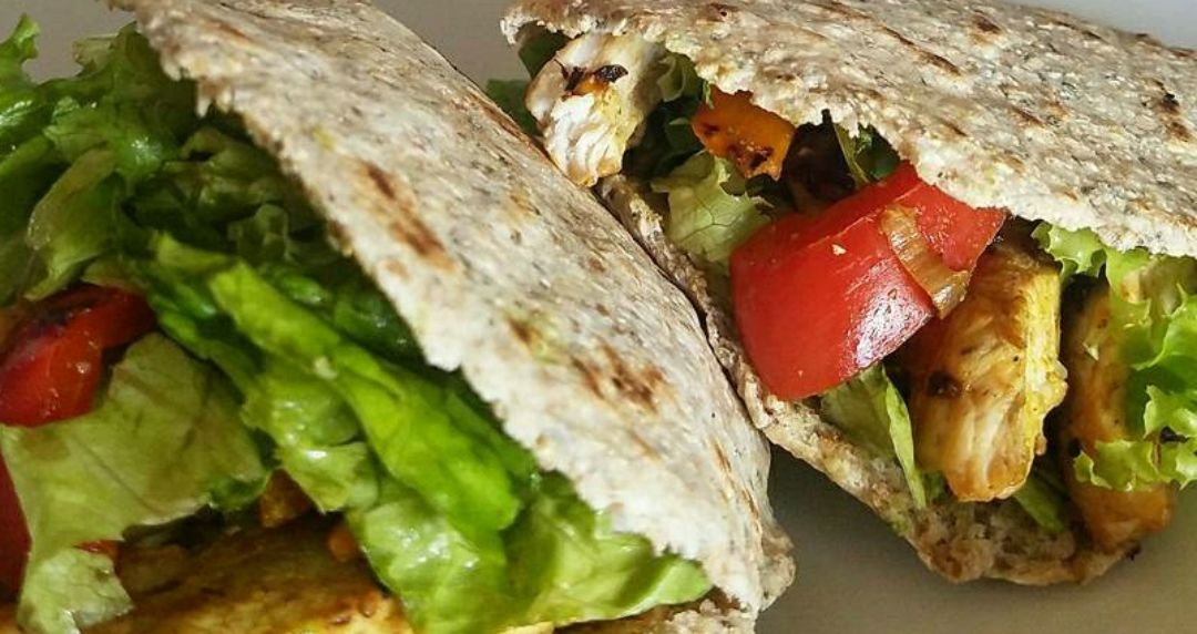Fajitas vegetales con langostinos Fajitas vegetales con langostinos