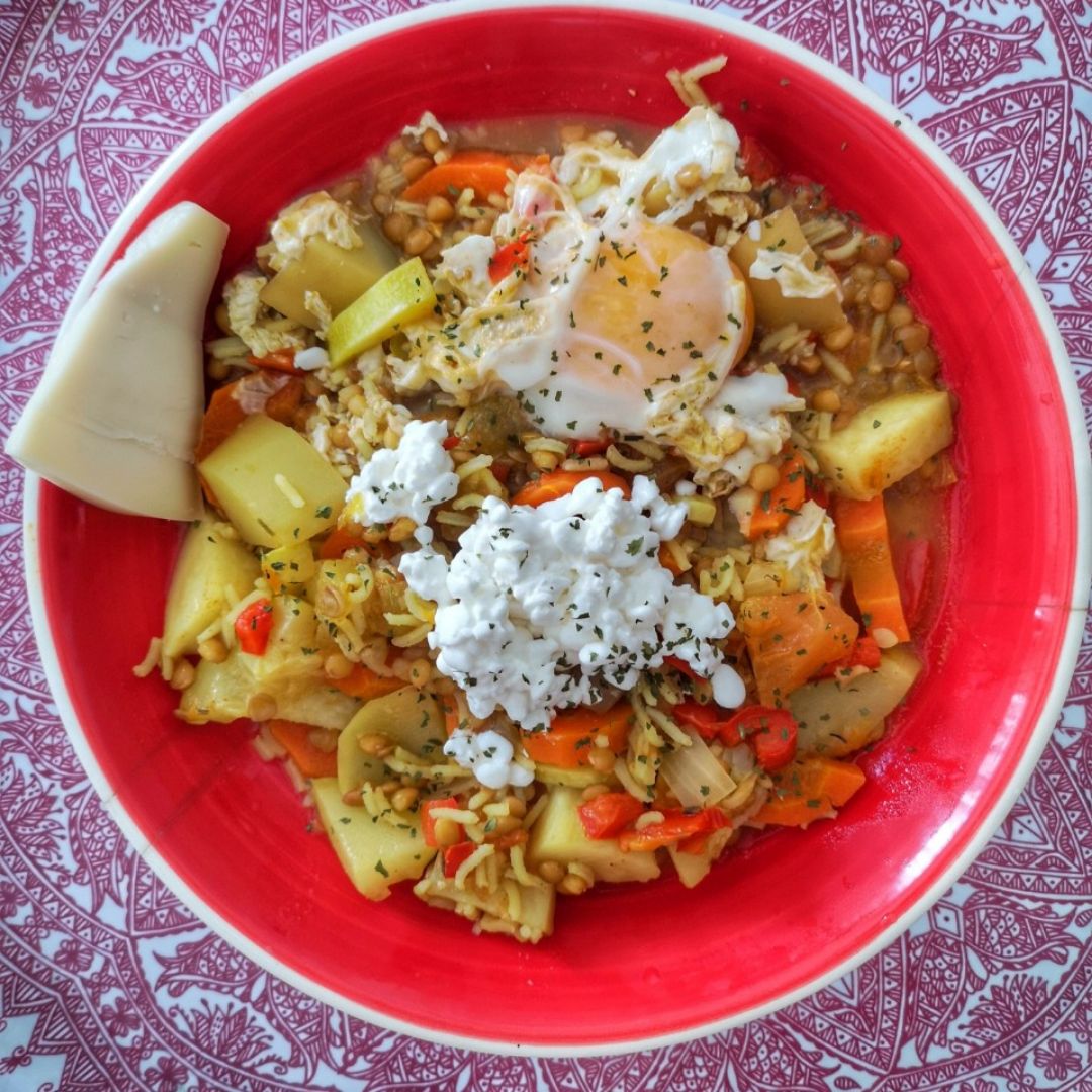Potaje de verduras con lentejas y arroz Potaje de verduras con lentejas y arroz