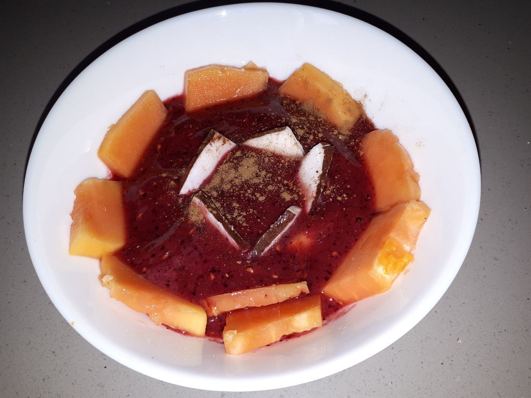 Sorbete de frutos rojos con Papaya y Coco Sorbete de frutos rojos con Papaya y Coco