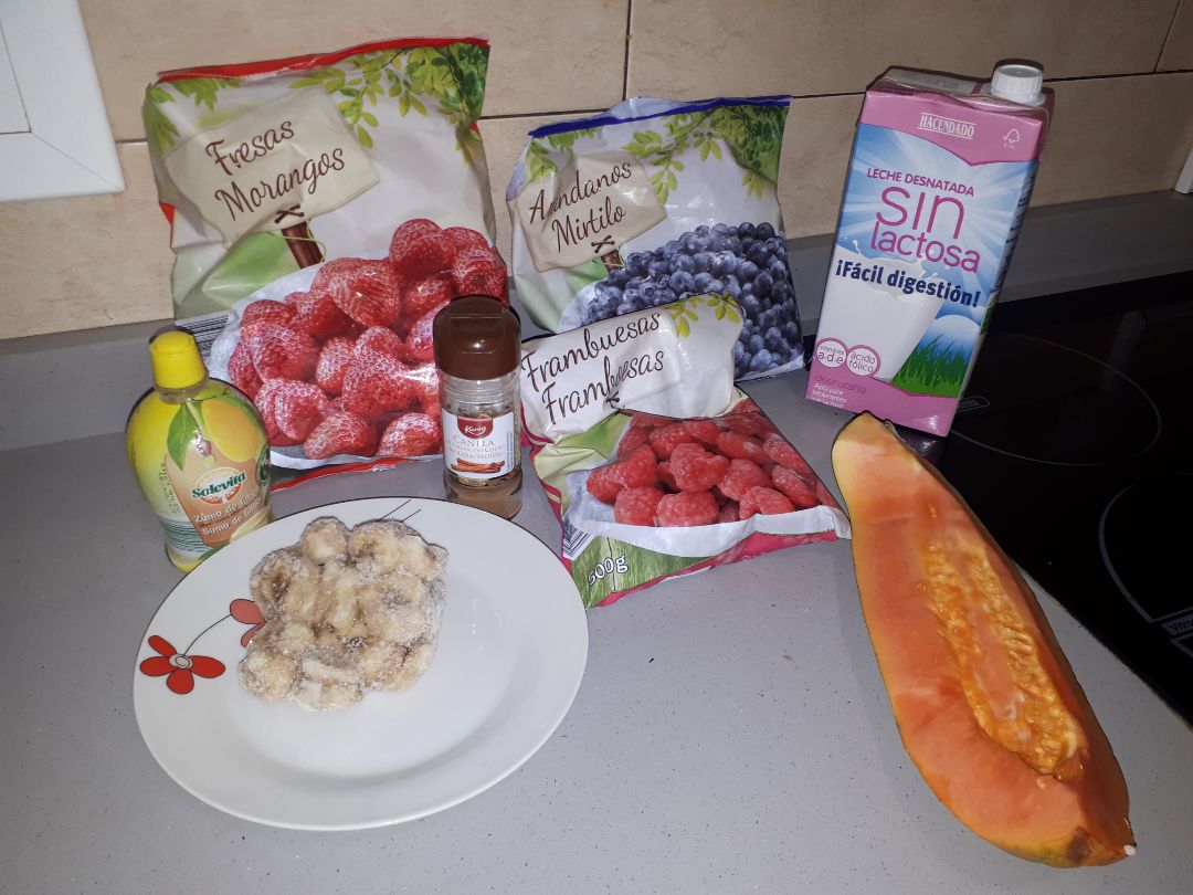 Sorbete de frutos rojos con Papaya y Coco Paso 0 Sorbete de frutos rojos con Papaya y Coco Paso 0