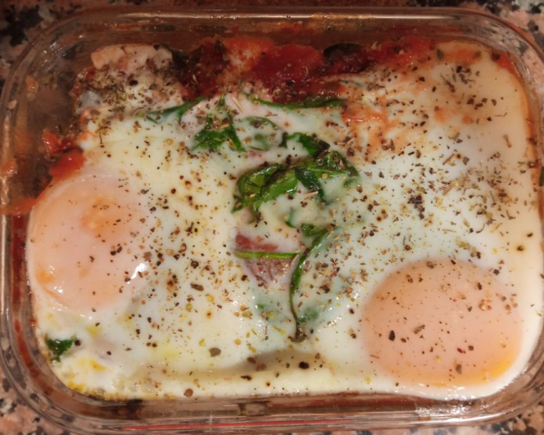 Lasaña de calabacín con caballa y huevos