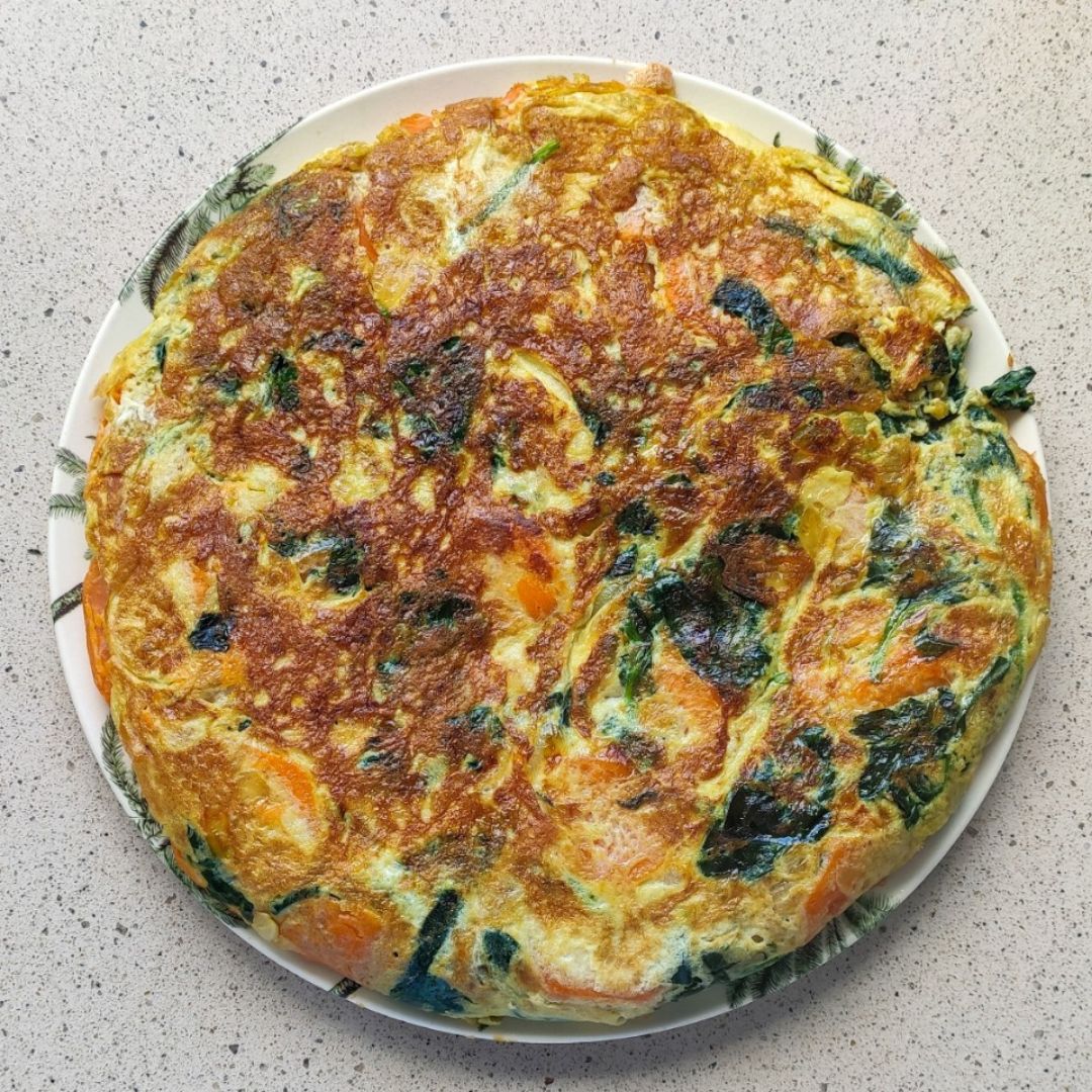 Tortilla de boniato y espinacas