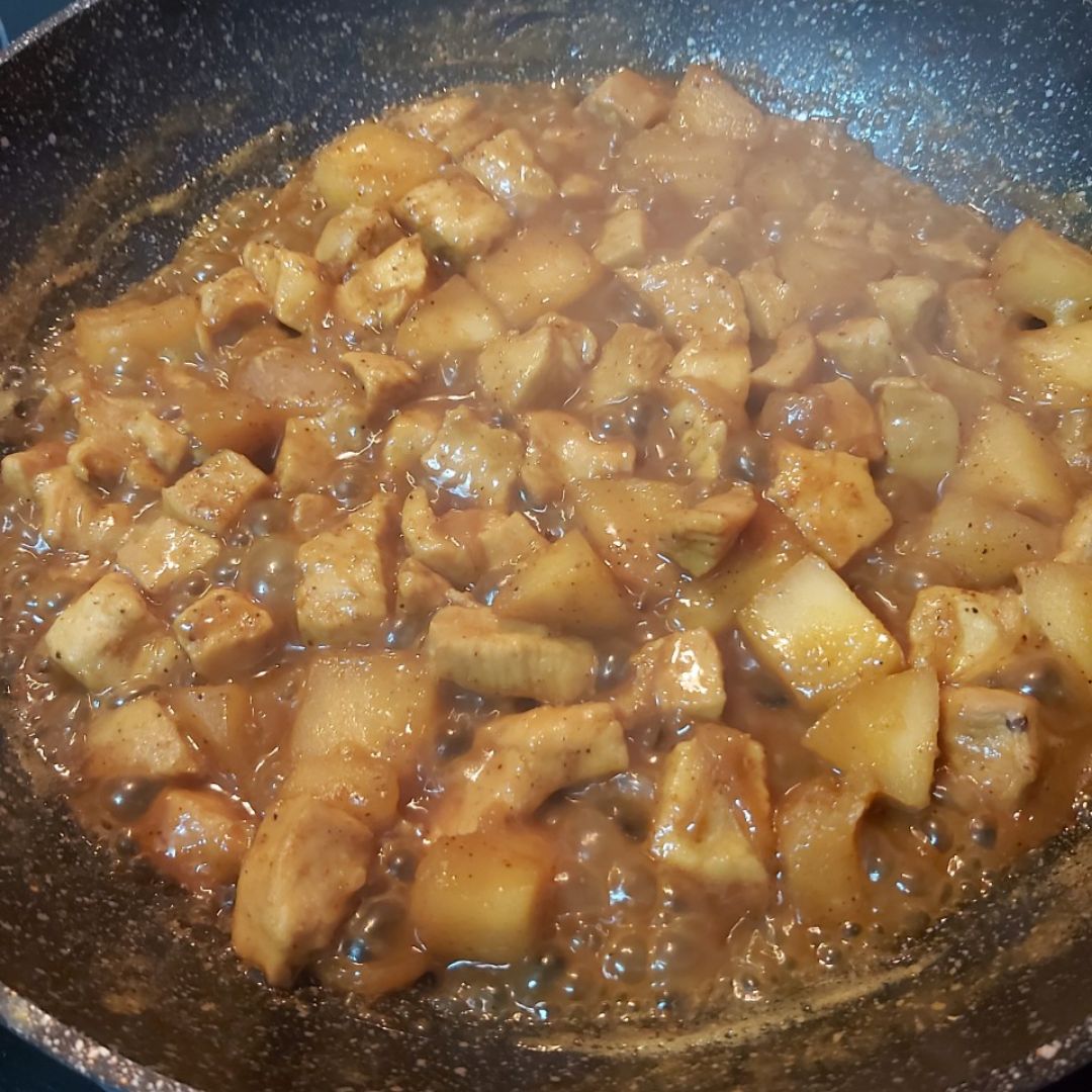 Pollo al curry con arroz integral.  Paso 4