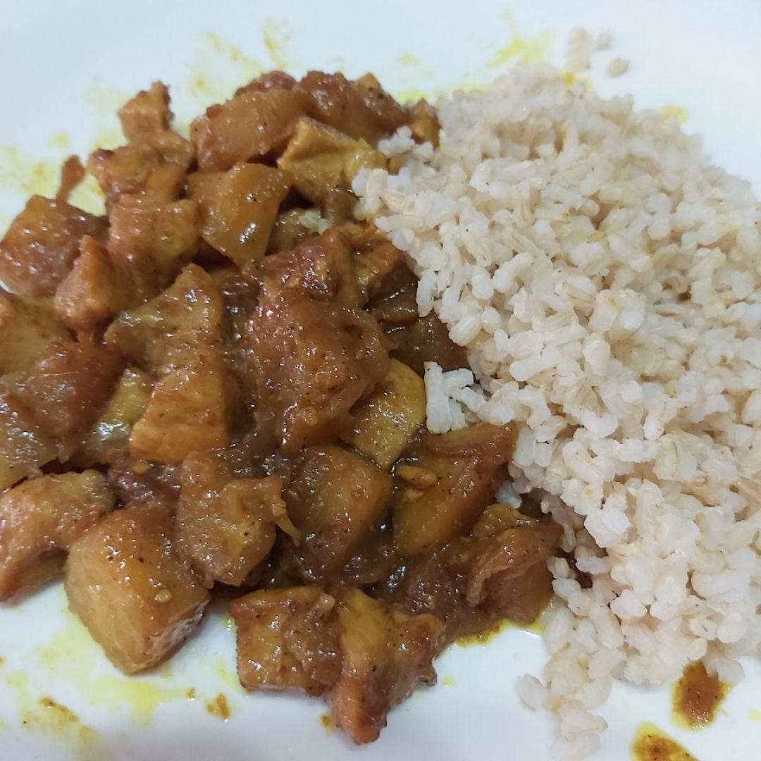 Pollo al curry con arroz integral.  Paso 5
