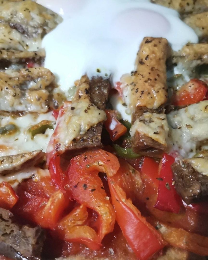 Pizza seitan y pimiento Pizza seitan y pimiento