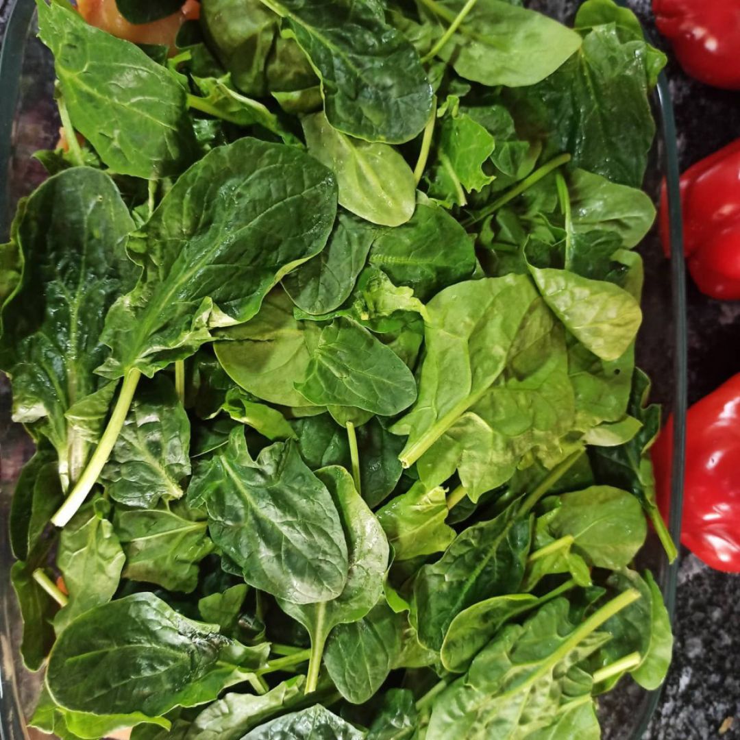 Lasaña de pimientos, queso, espinacas y pollo Paso 2