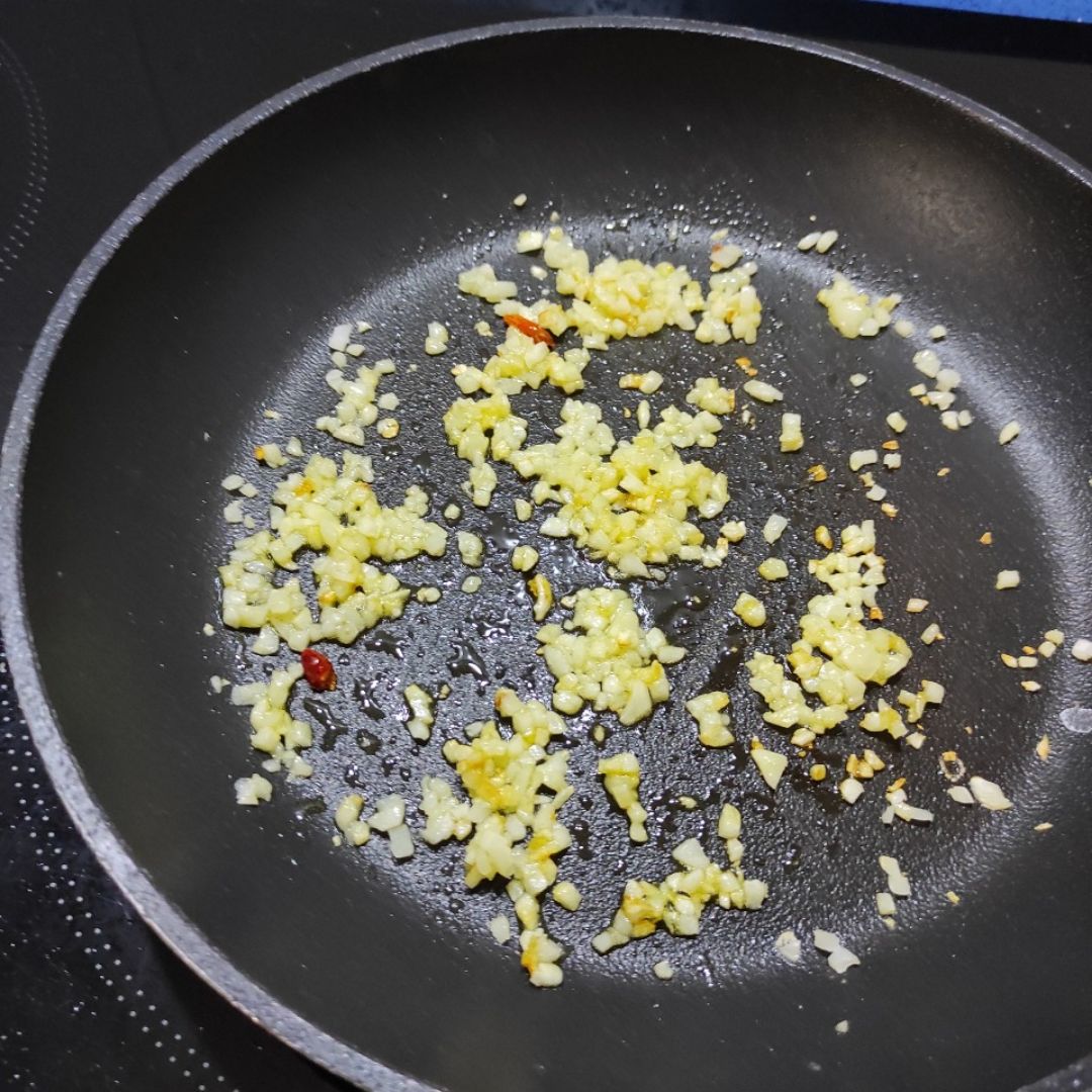 Spaghetti integrales con gambas al ajillo Paso 0