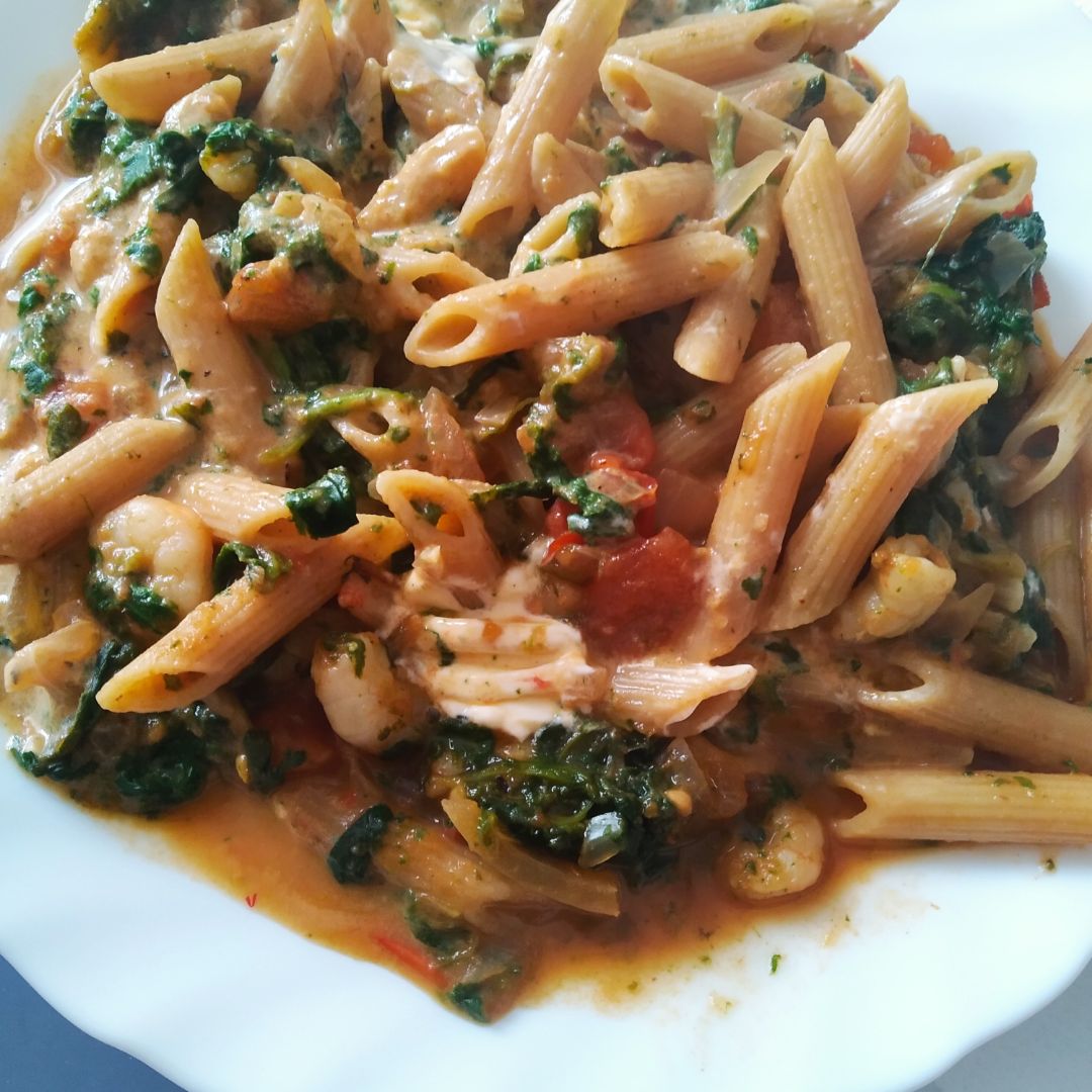 Penne rigate con espinacas y gambas Paso 3 Penne rigate con espinacas y gambas Paso 3