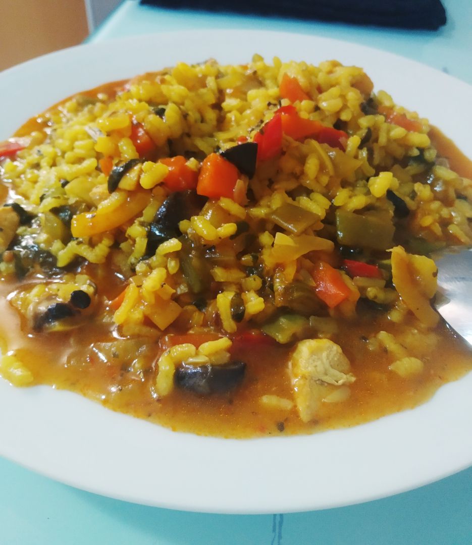 Arroz caldoso con verduras y pollo Arroz caldoso con verduras y pollo