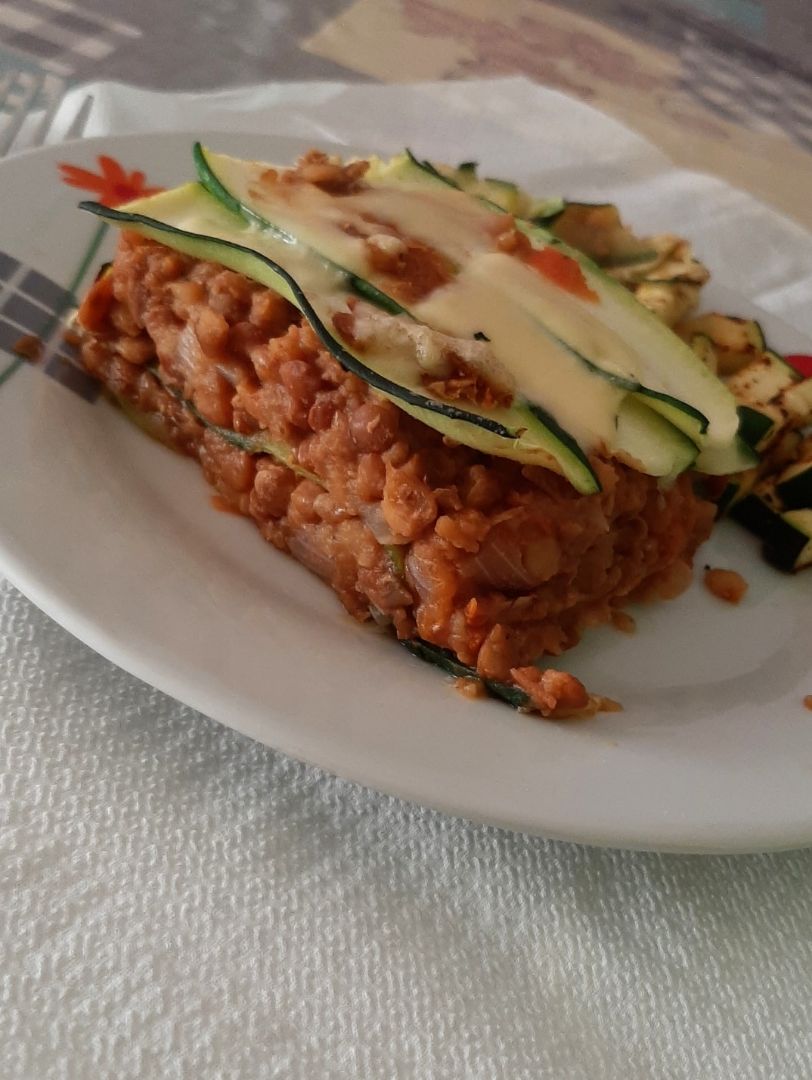 Falsa lasaña de calabacin y lentejas Falsa lasaña de calabacin y lentejas