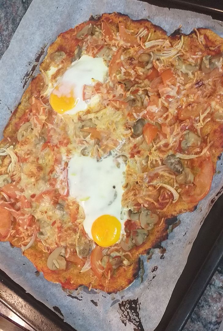 🍕 Pizza integral de verduras, champiñones y huevos. 🍕 Pizza integral de verduras, champiñones y huevos.