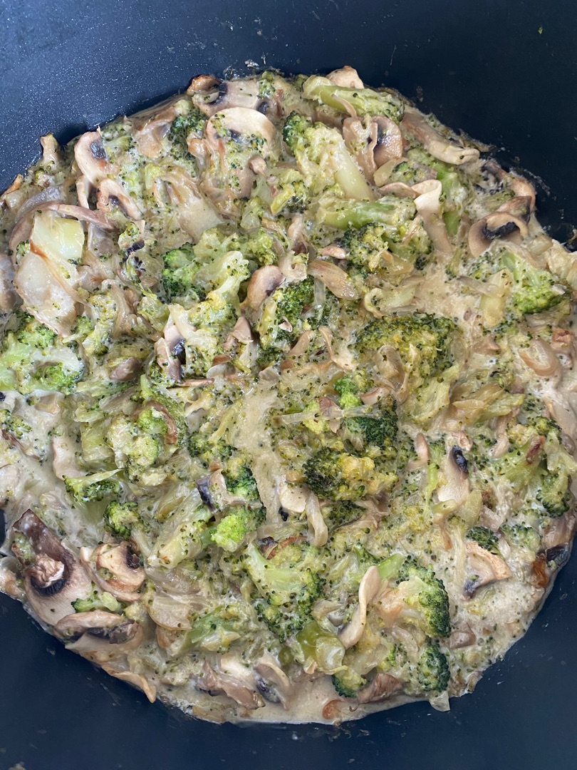 Pasta con brócoli, champiñones y leche de coco🥦🥥Step 0