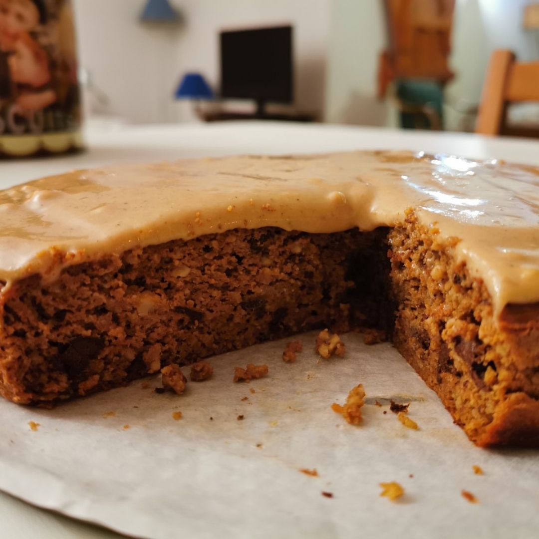 Bizcocho de calabaza y cacao con crema KINDER Bizcocho de calabaza y cacao con crema KINDER