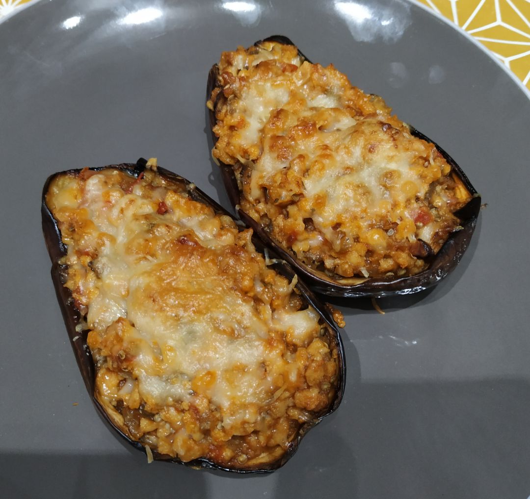 Berenjena rellena de soja Berenjena rellena de soja