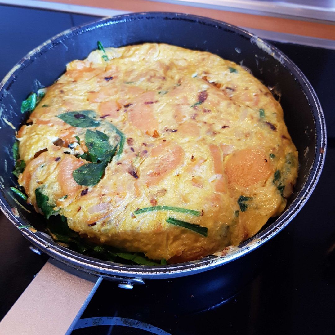 Tortilla de boniato y espinacas realfooding