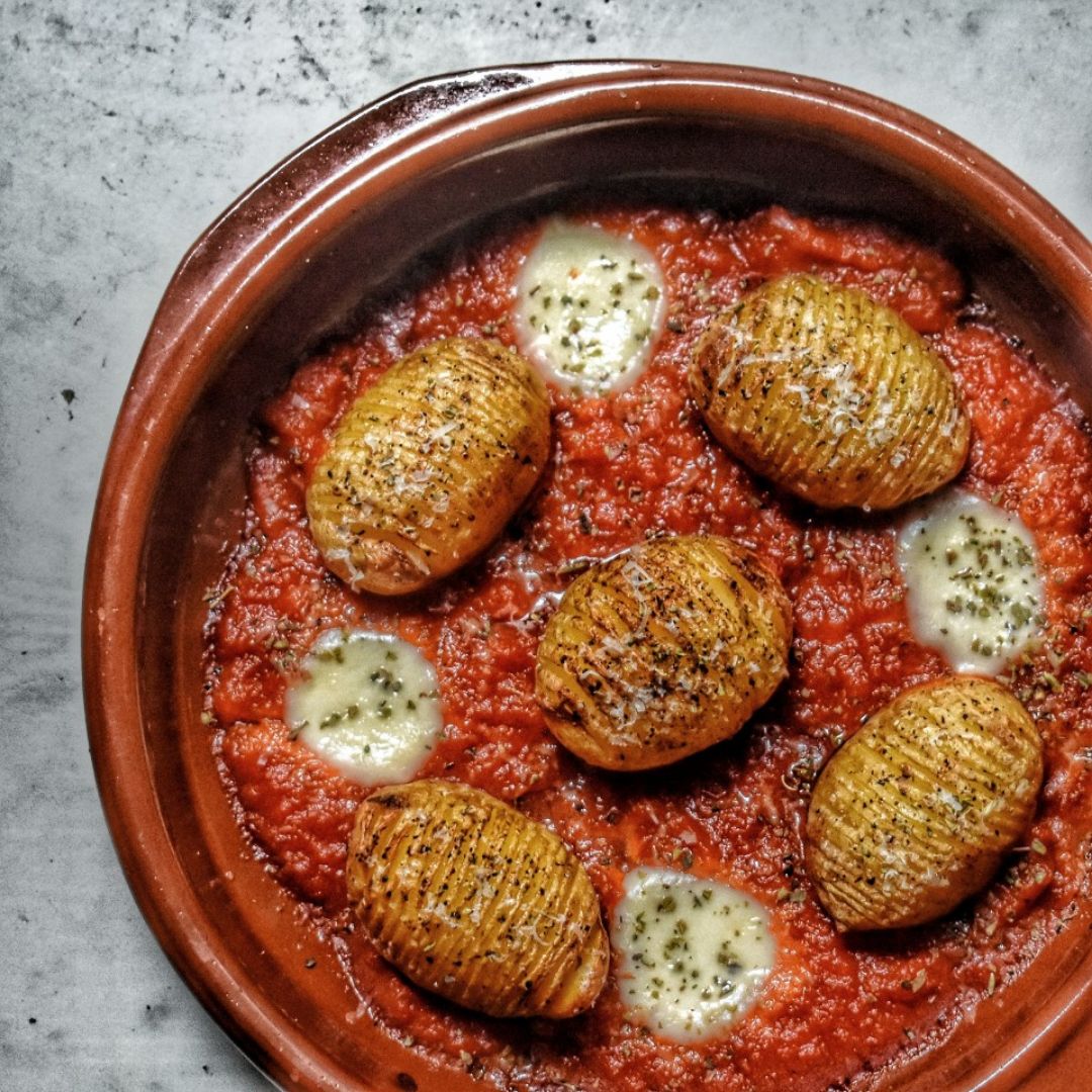 Parmesana de patatas hasselback Parmesana de patatas hasselback