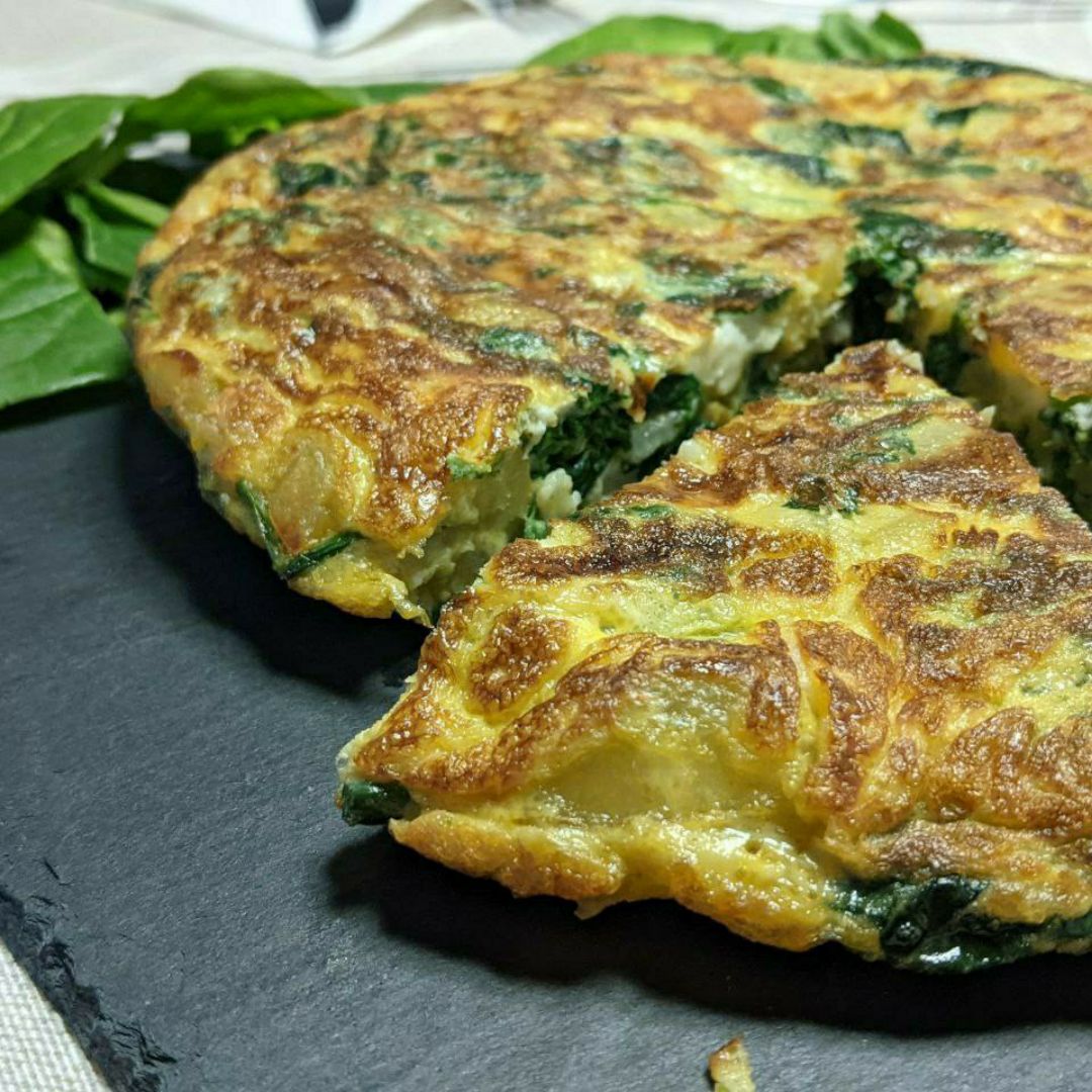 Tortilla de espinacas y queso de cabra