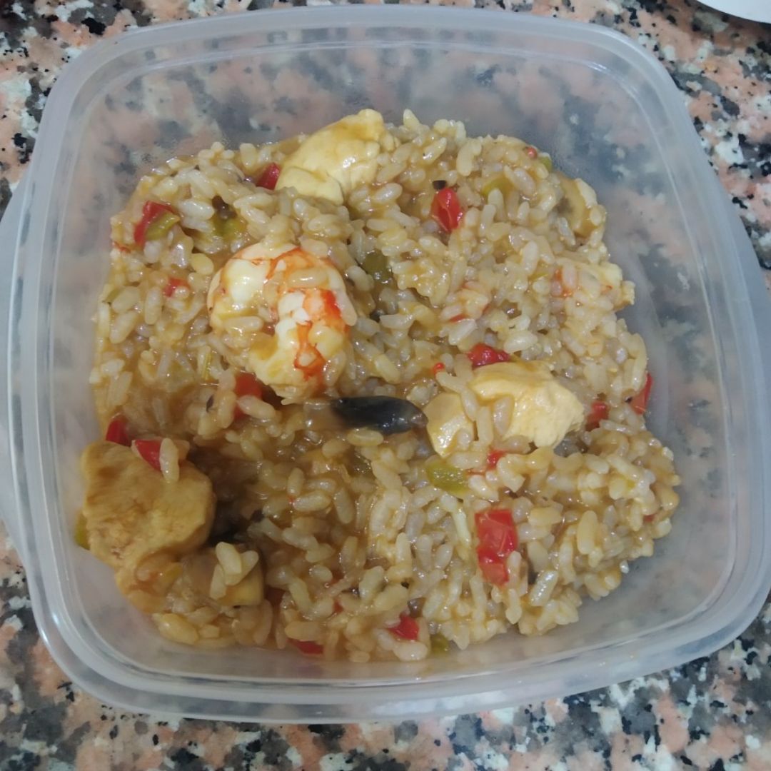Arroz con pechuga y gambas Arroz con pechuga y gambas