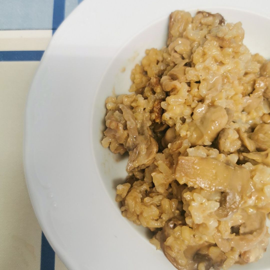 Risotto de champis con queso azul y nueces Risotto de champis con queso azul y nueces