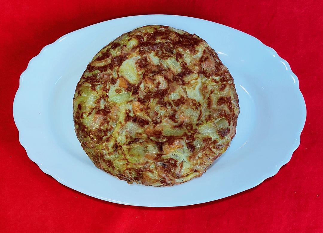 Tortilla de patata, cebolla y boniato Tortilla de patata, cebolla y boniato