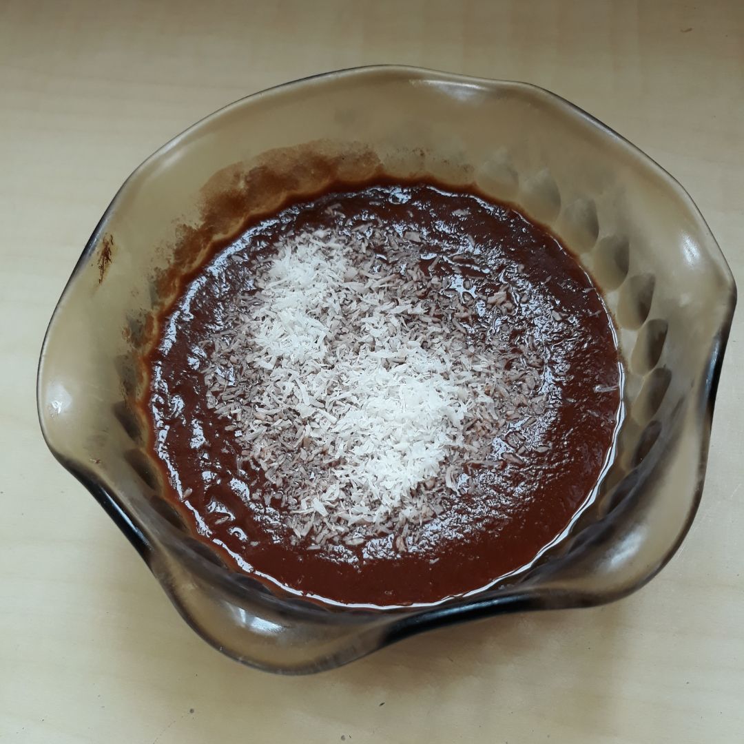 Natilla de chocolate y papaya Natilla de chocolate y papaya