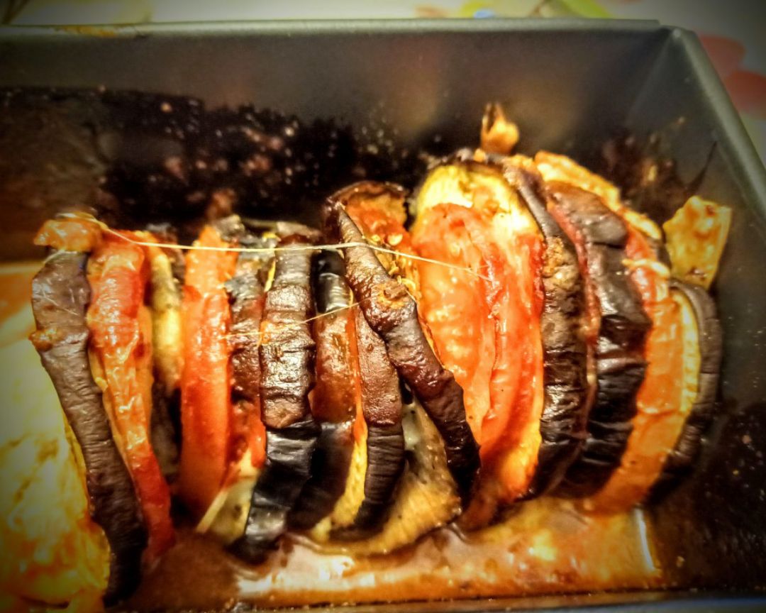 Abanico de berenjenas y mozarella 🍆🍅🧀 Abanico de berenjenas y mozarella 🍆🍅🧀