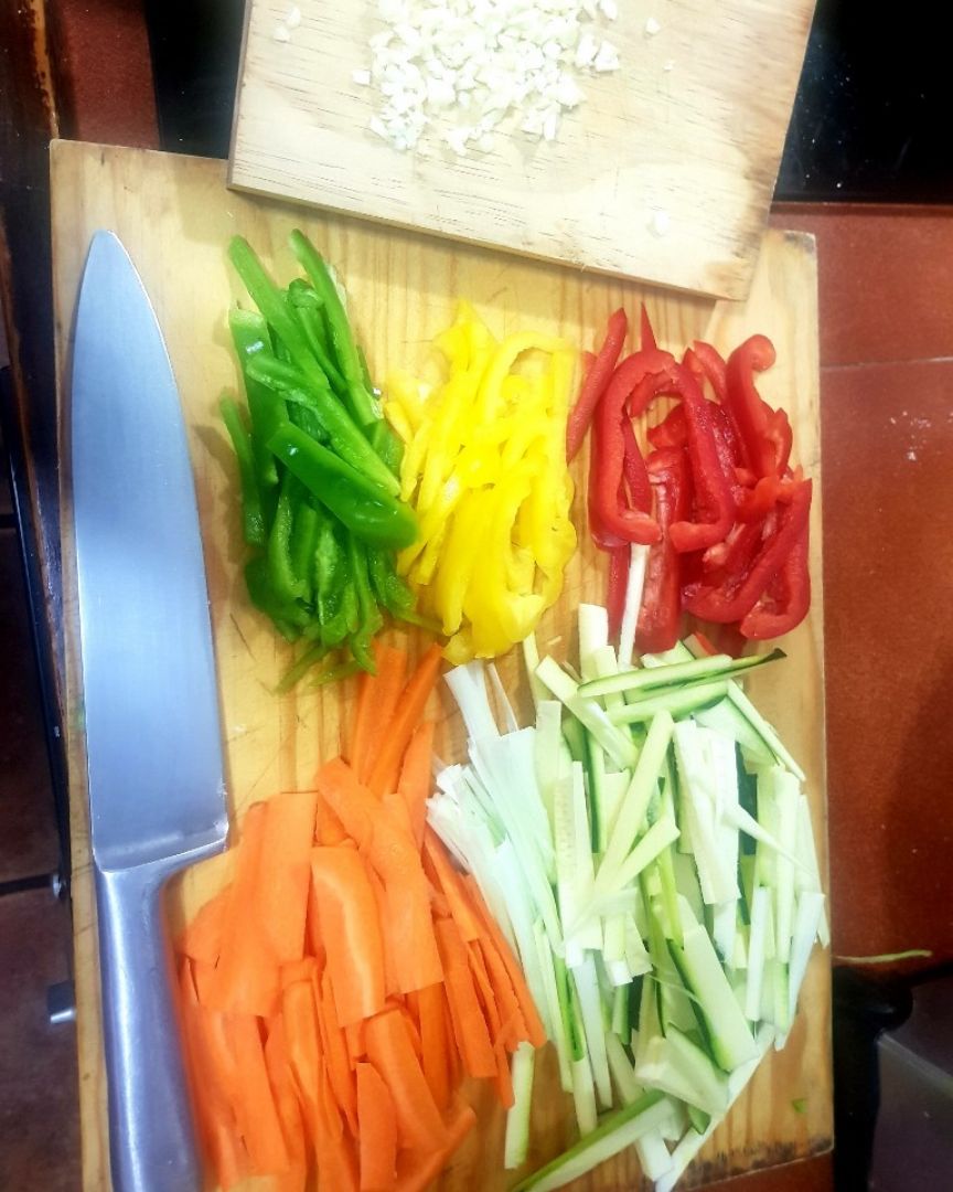 Wok oriental con langostinos y champiñones 🦐🍄🧡 Paso 0