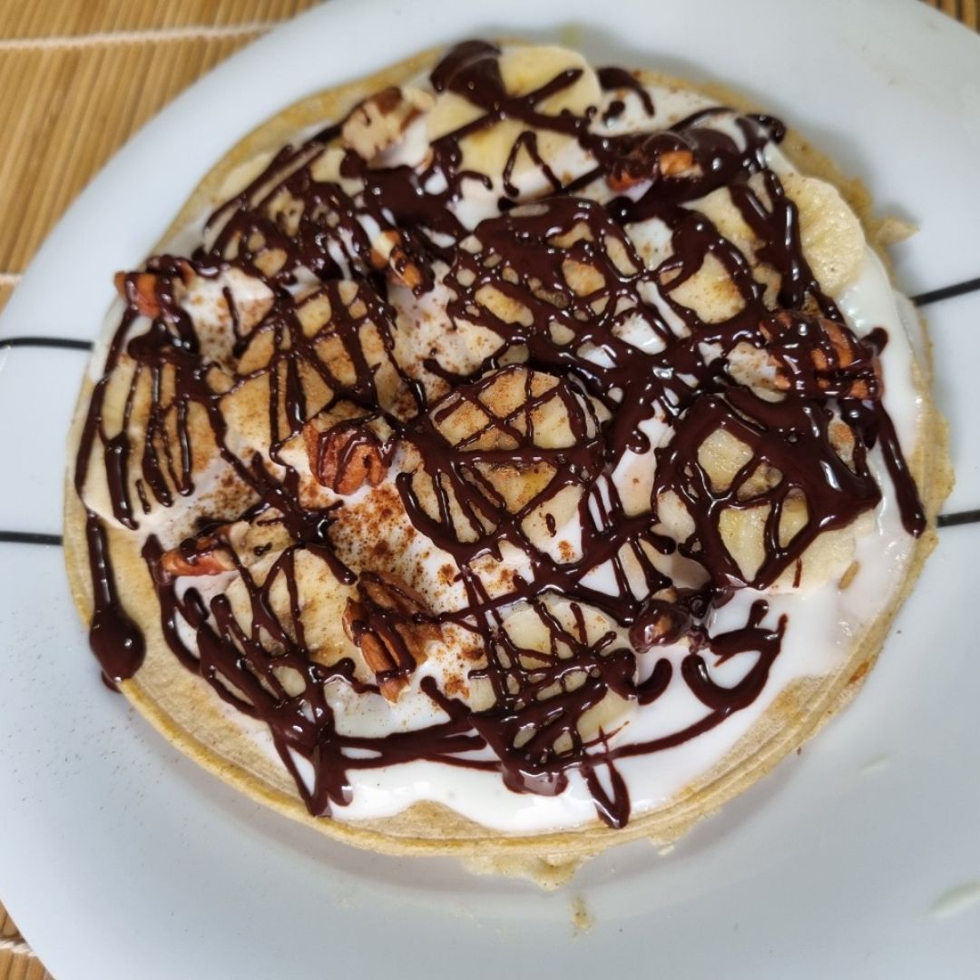 Tortitas con coco, plátano y chocolate🍫 Tortitas con coco, plátano y chocolate🍫