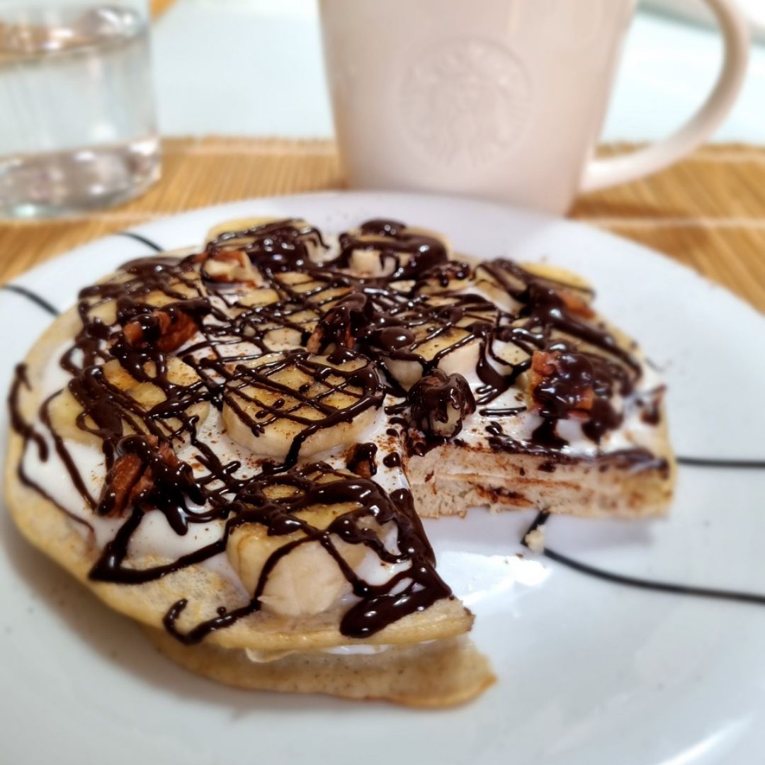 Tortitas con coco, plátano y chocolate🍫 Paso 5 Tortitas con coco, plátano y chocolate🍫 Paso 5