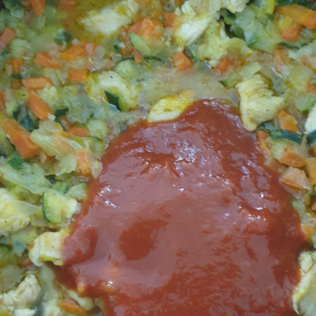 Verduras y pollo para acompañamiento Paso 2 Verduras y pollo para acompañamiento Paso 2