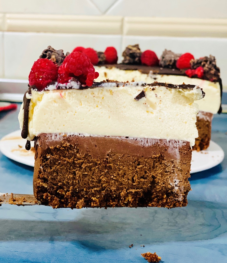 Doble mousse cheesecake de chocolate 