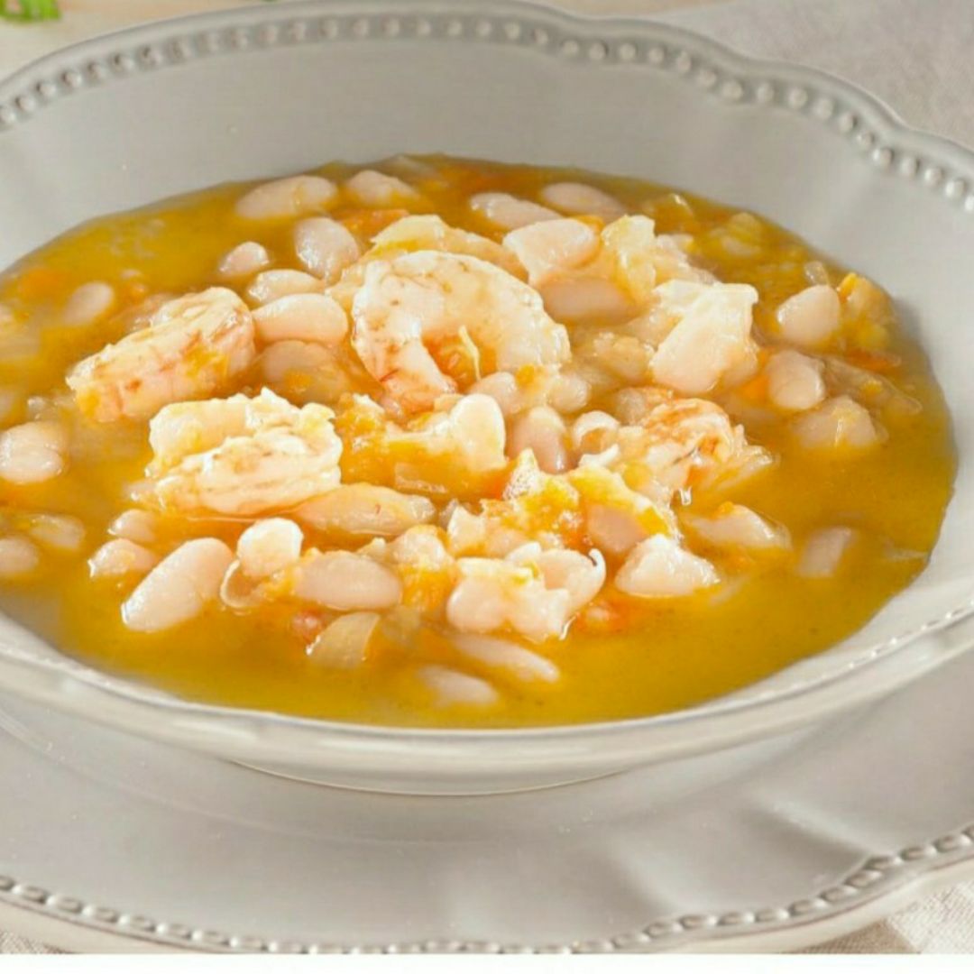 Alubias con gambas Alubias con gambas