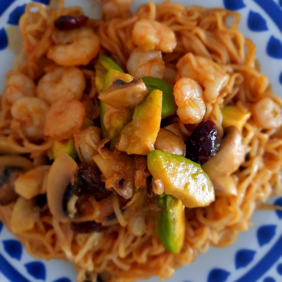 Noodles con gambas Noodles con gambas