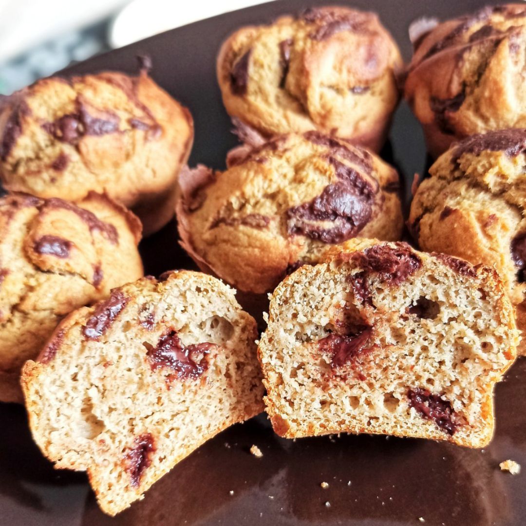 Muffins plátano y crema de cacahuete Muffins plátano y crema de cacahuete