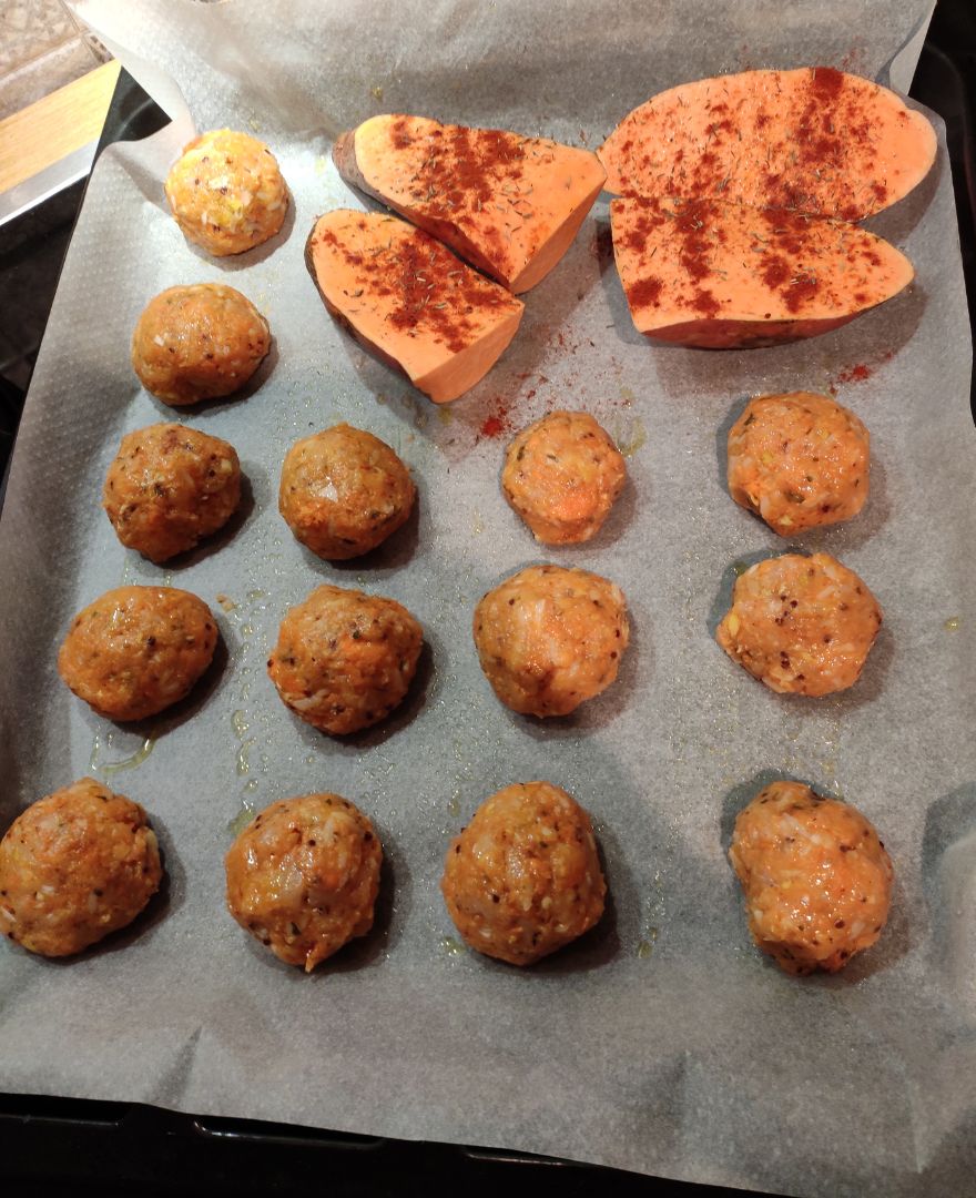 Albóndigas de pollo y batata Paso 3 Albóndigas de pollo y batata Paso 3