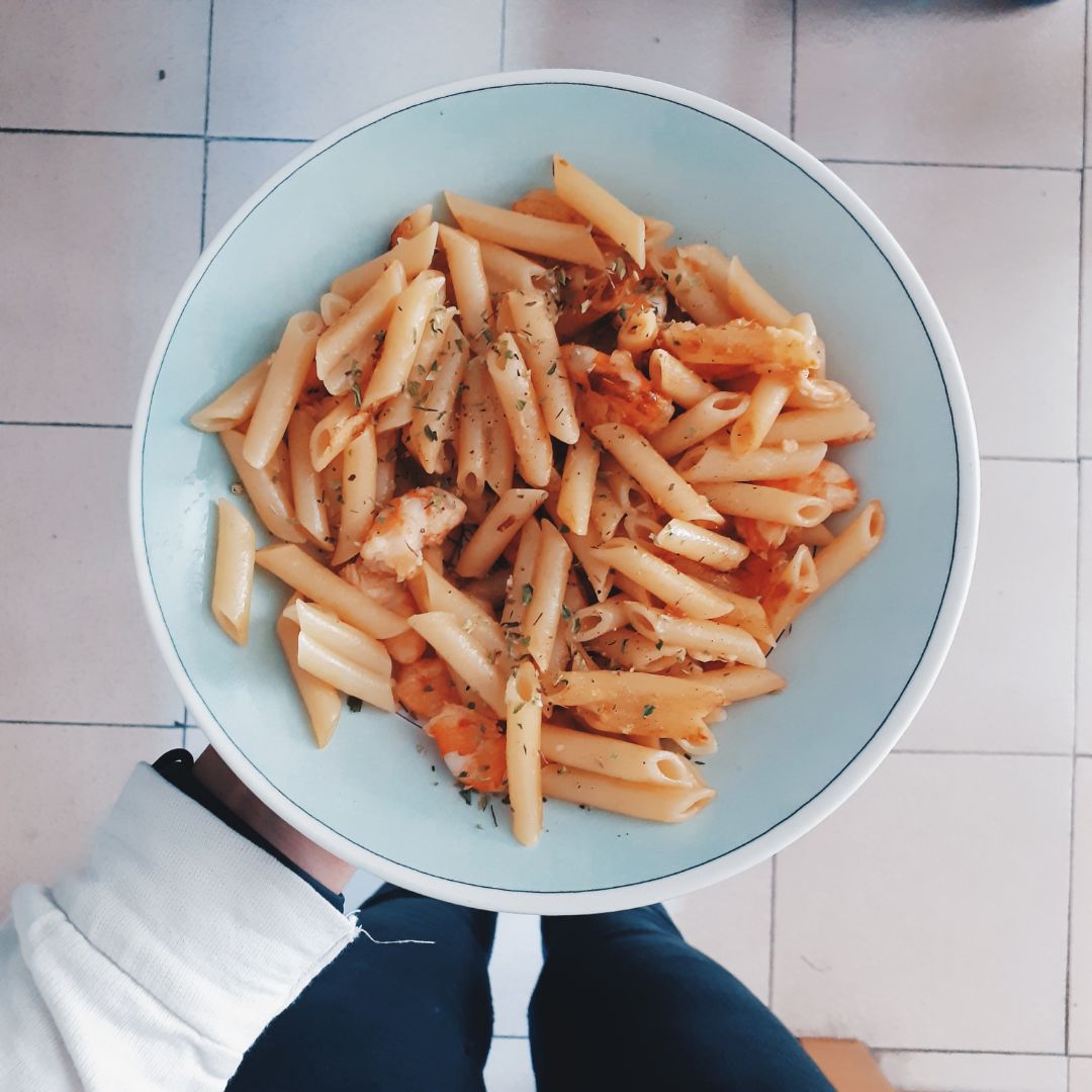 Pasta con gambas Pasta con gambas