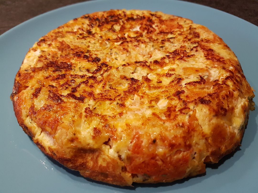Tortilla de calabaza asada con queso de cabra