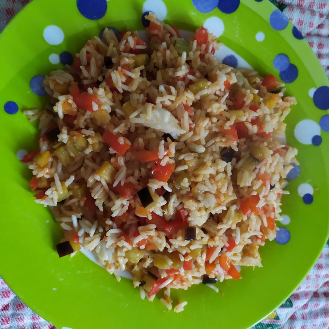 Arroz con pimiento y berenjena Arroz con pimiento y berenjena