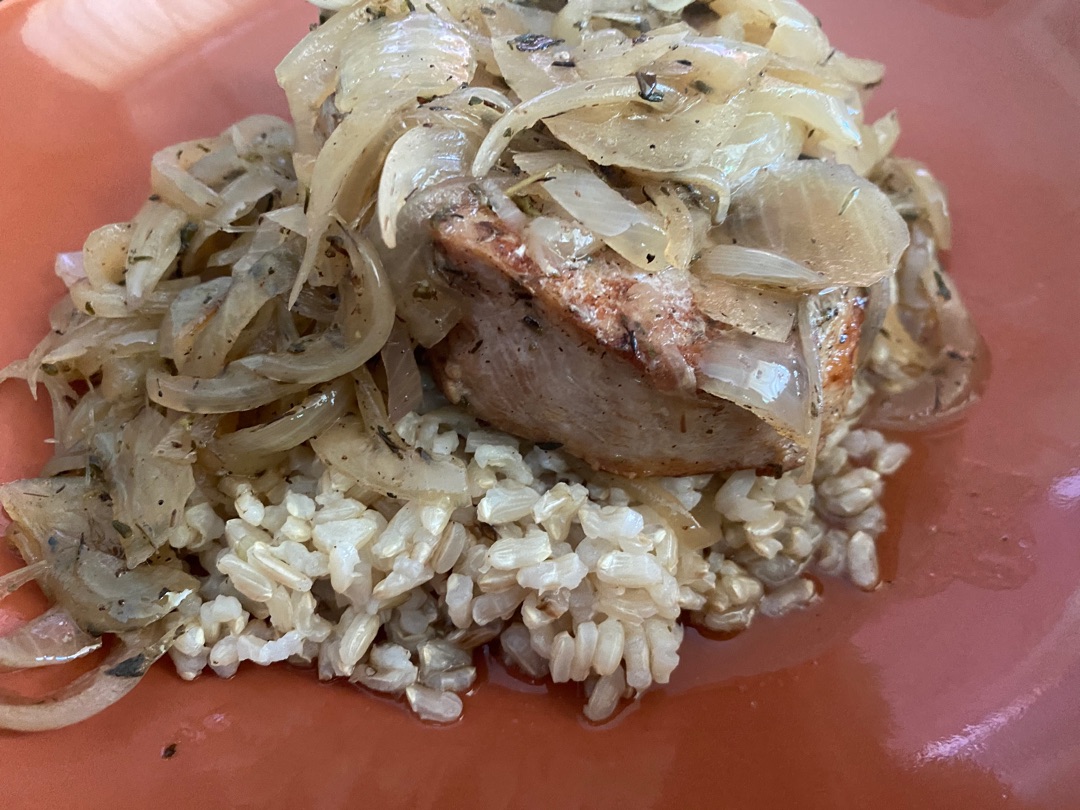 Solomillo al oloroso con arroz integral 