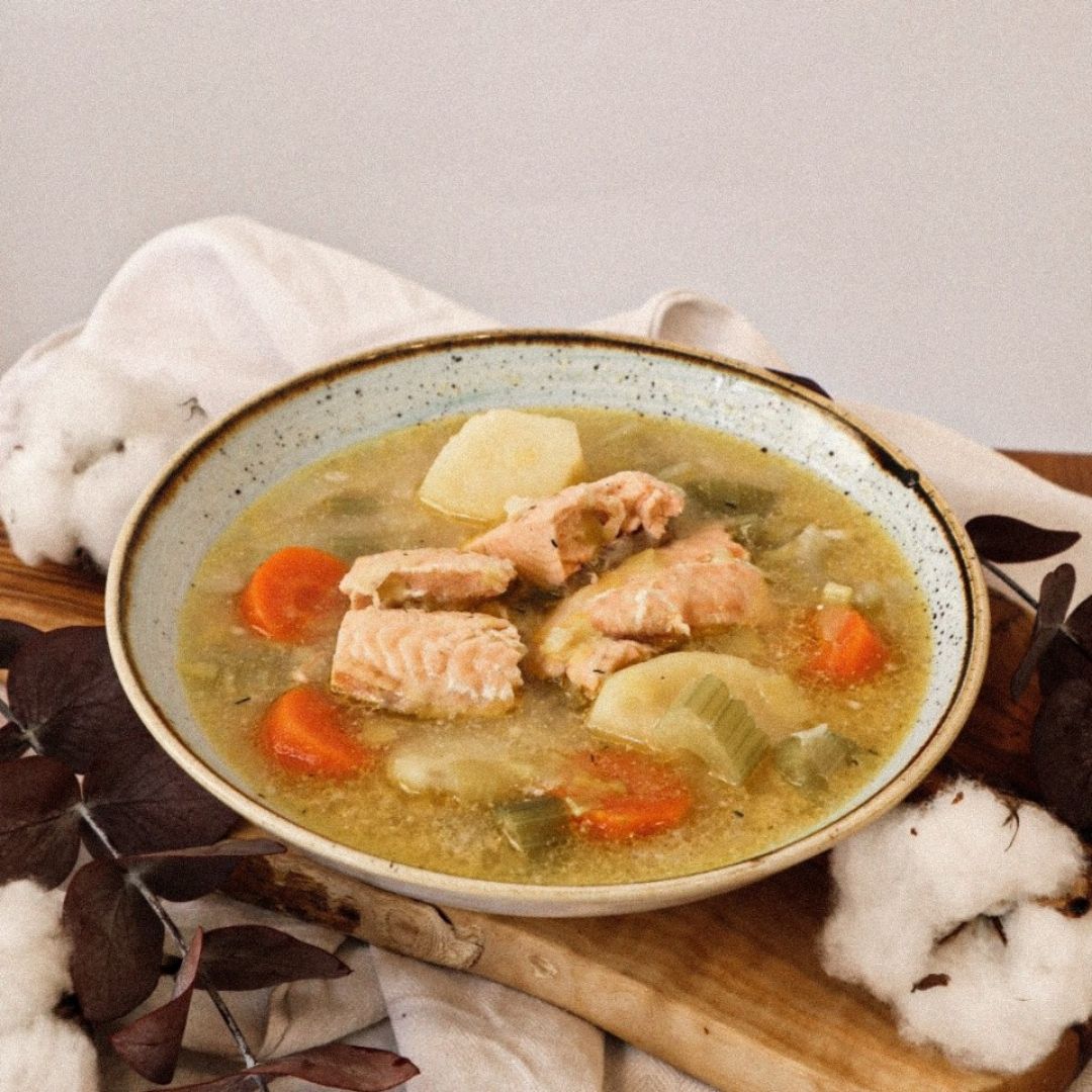 Guiso de salmón con leche de coco Guiso de salmón con leche de coco