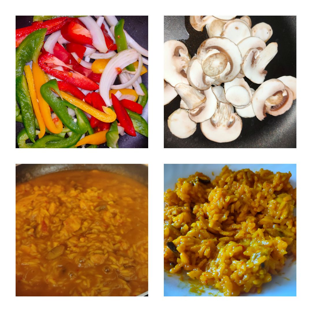 Arroz con pollo y champiñones Arroz con pollo y champiñones