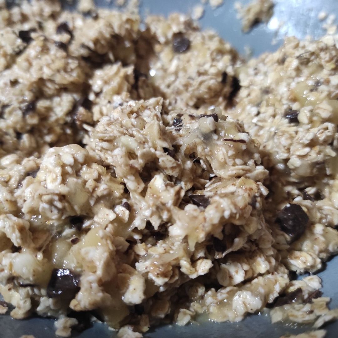 Galletas de avena, plátano y chocolate. Paso 2 Galletas de avena, plátano y chocolate. Paso 2