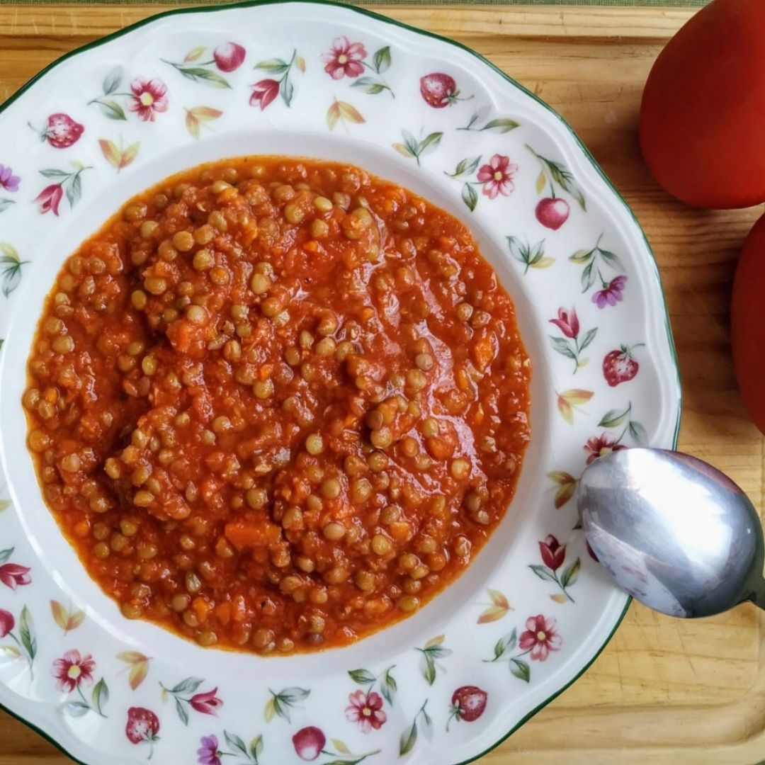 Lentejas con salsa de tomate Lentejas con salsa de tomate