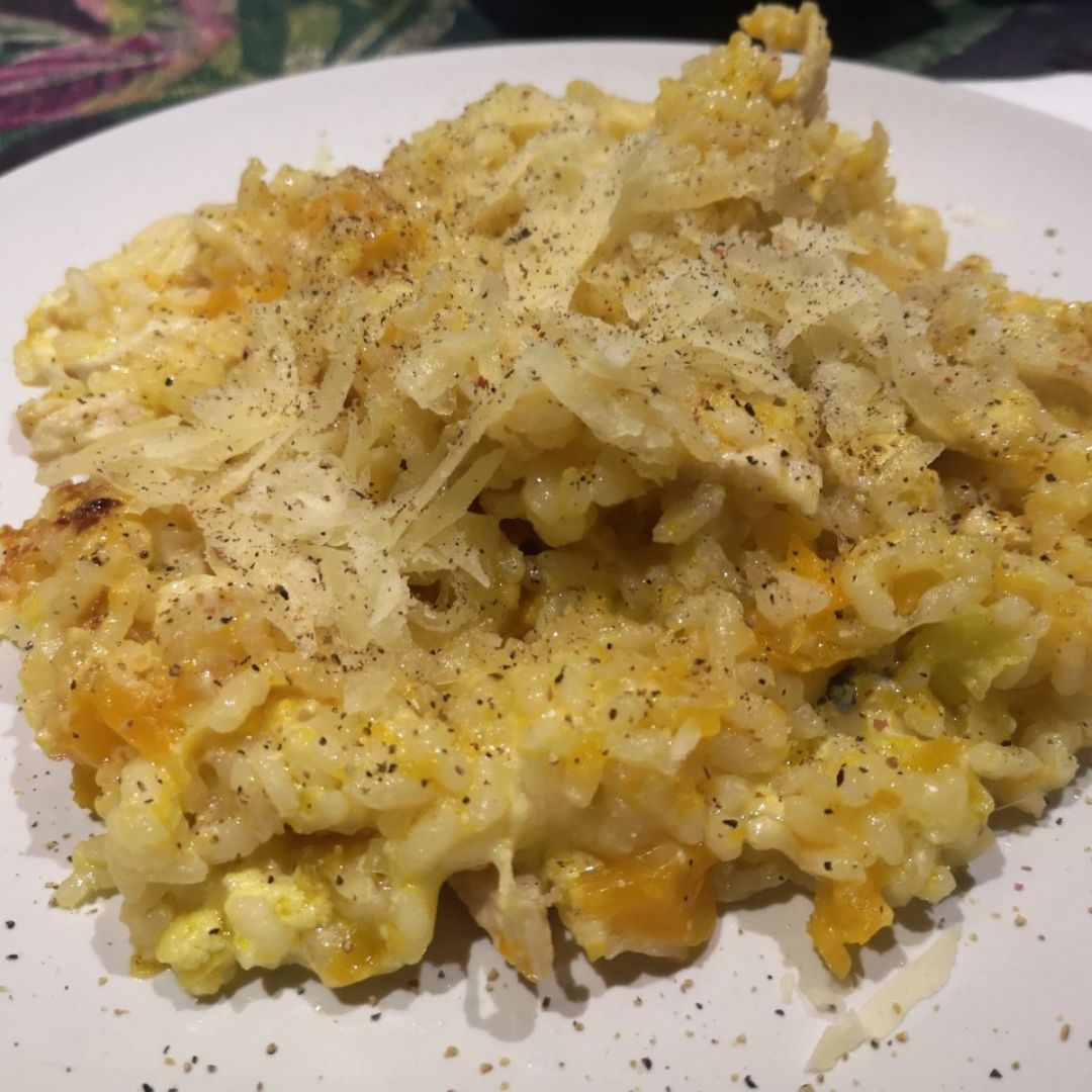 Risotto de calabaza, pollo y queso azul Risotto de calabaza, pollo y queso azul