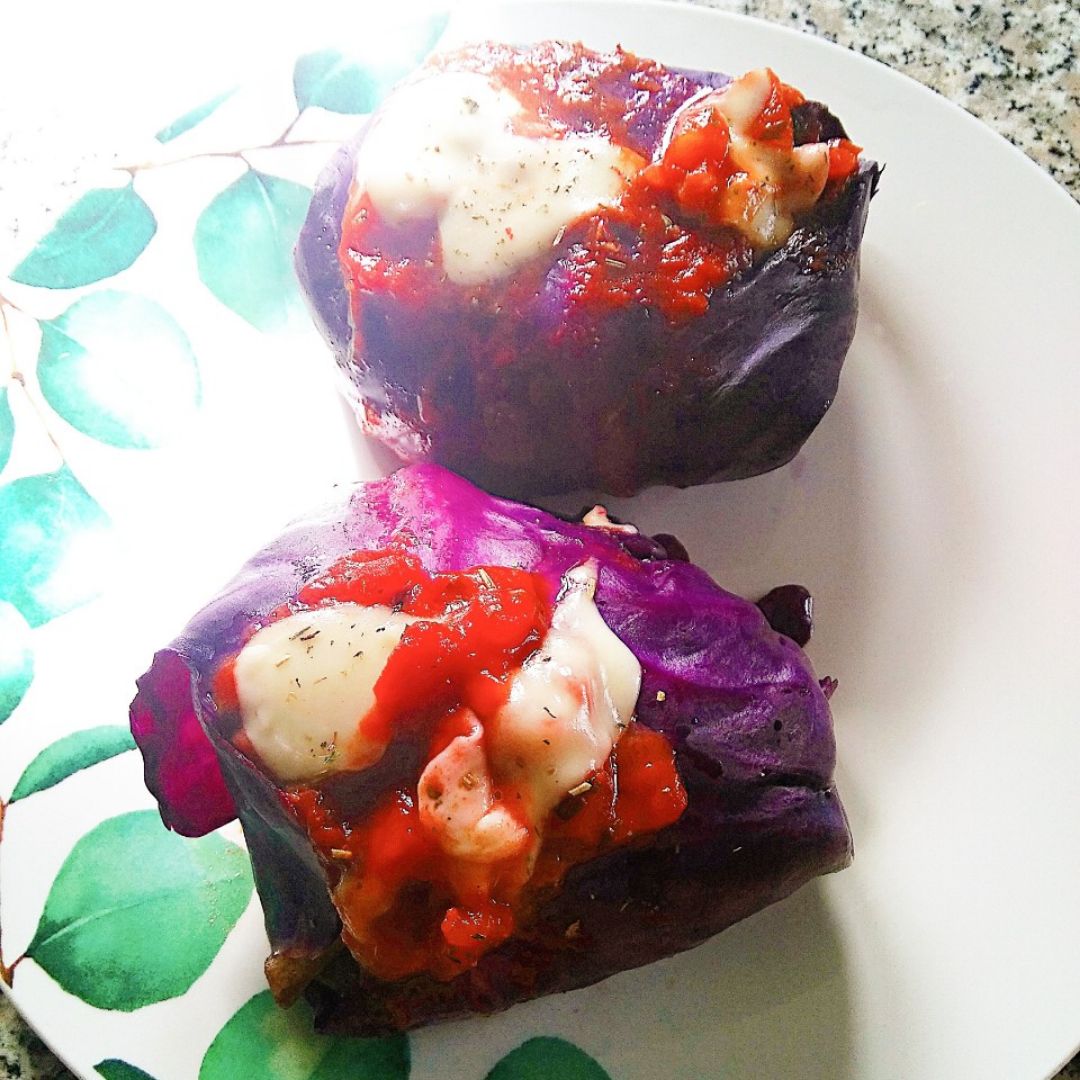 Lombarda rellena de verduras y Shiitake 💜 Lombarda rellena de verduras y Shiitake 💜