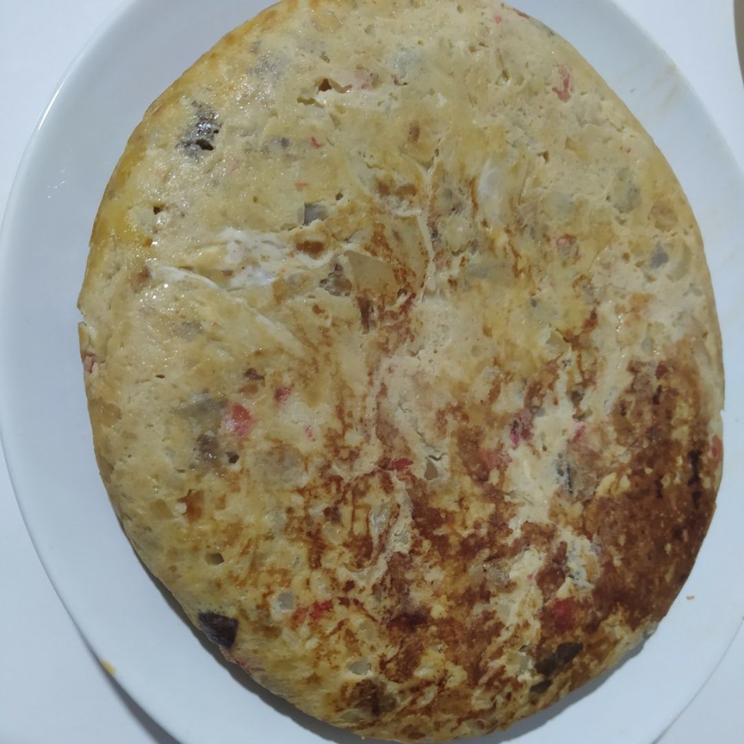 Tortilla shitake manzana patata y popurrí de verdura Tortilla shitake manzana patata y popurrí de verdura