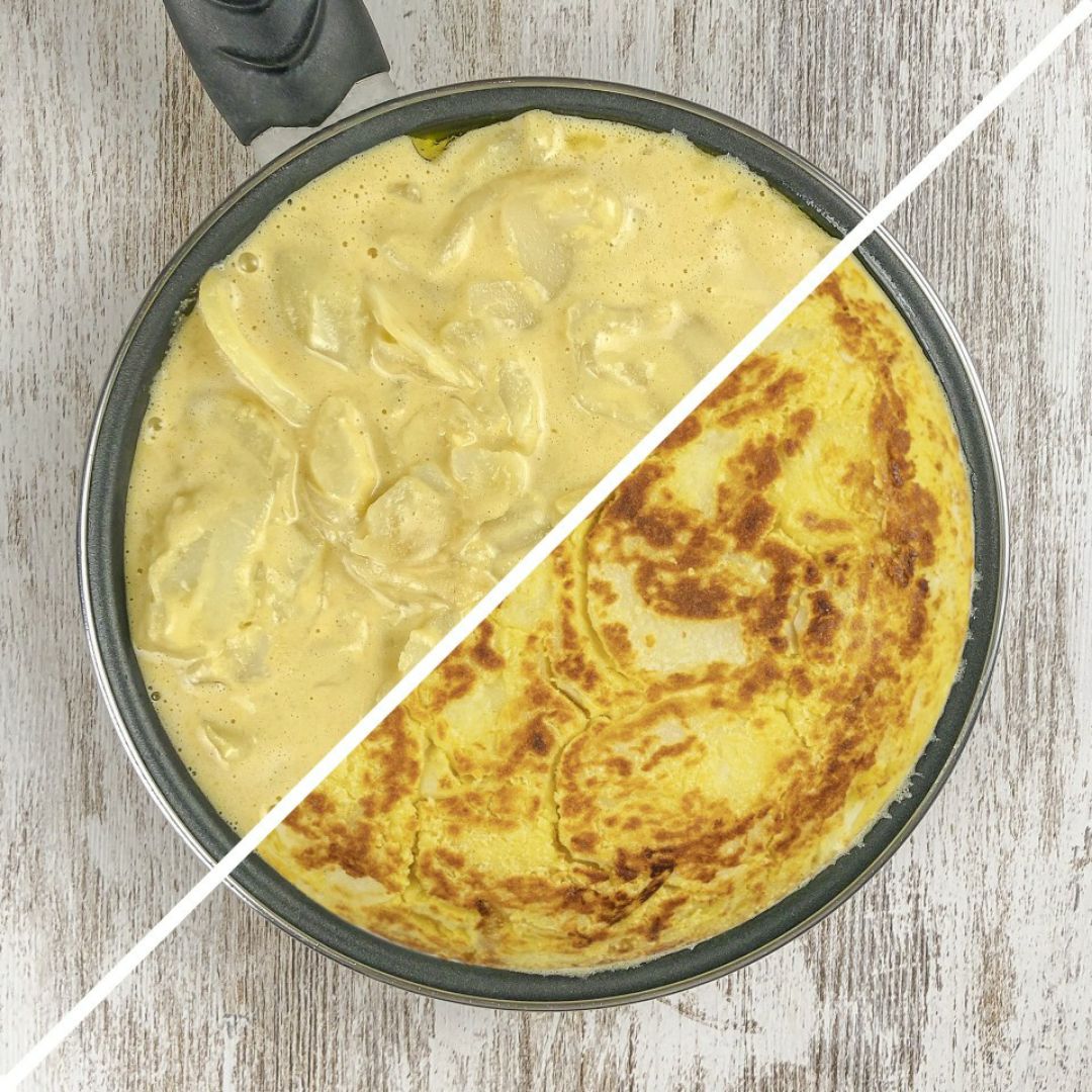 Tortilla de patata VEGANA✨🌿 Paso 3 Tortilla de patata VEGANA✨🌿 Paso 3