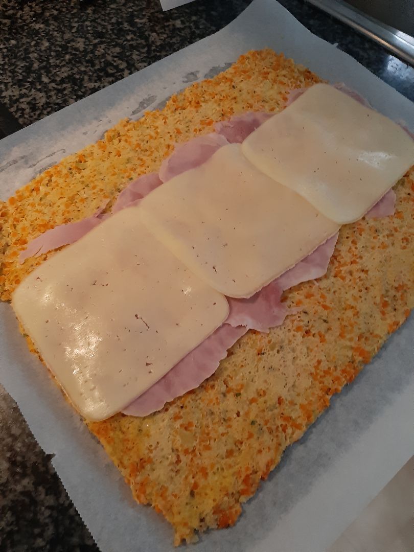 Rollito de calabacín con jamón york y queso Paso 1