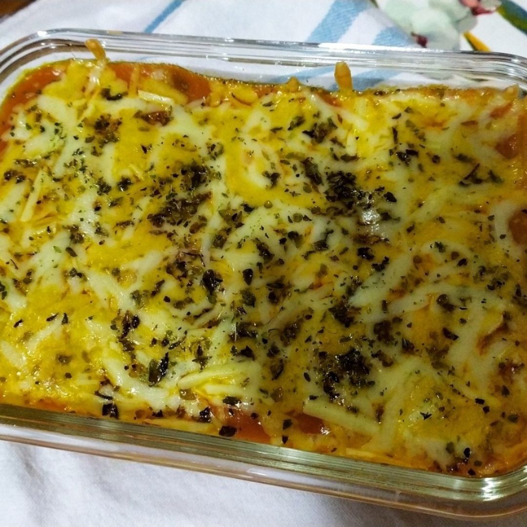 Lasaña de pisto con soja texturizada Lasaña de pisto con soja texturizada